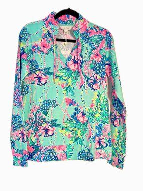 Lilly Pulitzer Cassi Popover Multi Color Beach You To It UPF 50+ Women's S